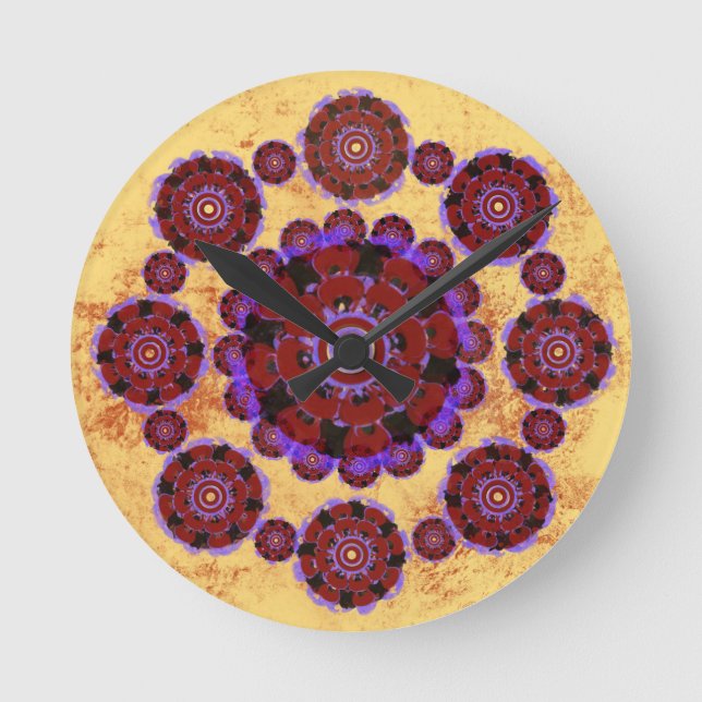Rund Uhr Mandala Blumenmuster (Vorderseite)