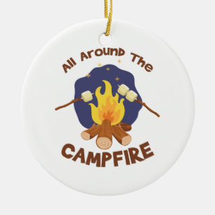 Rund um das Campfire Keramik Ornament