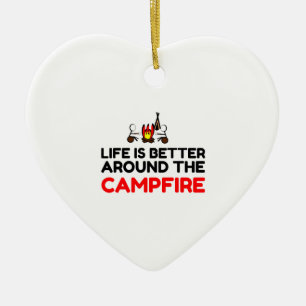 Rund um das Campfire Keramik Ornament