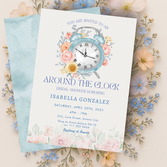 Rund um das Clock-Brautparty Einladung (Around the Clock Bridal Shower Invitation)