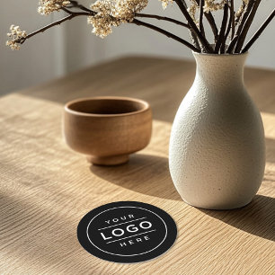 Rund um das Logo für "Schwarze Unternehmen" Runder Pappuntersetzer