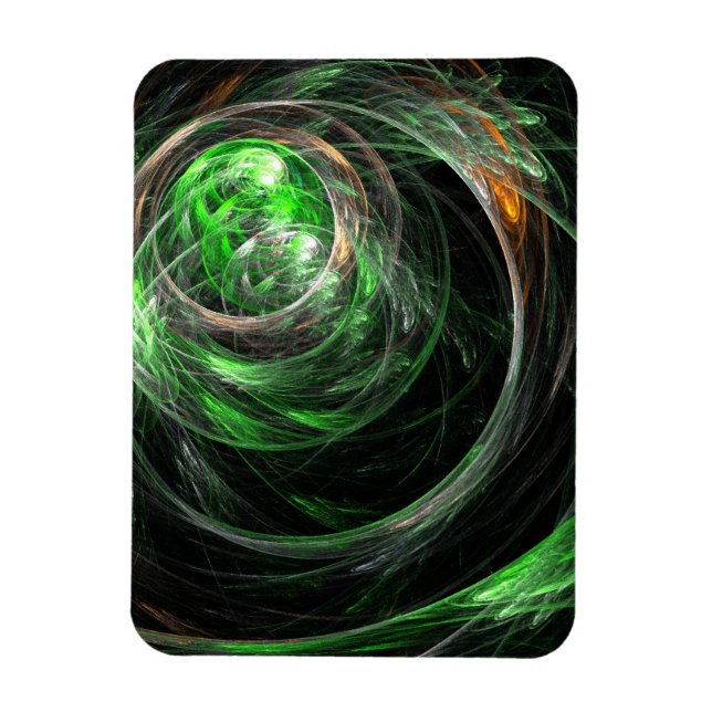 Rund um das World Green Abstrakt Art Premium Magne Magnet (Vertikal)