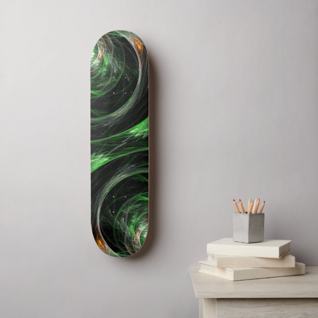 Rund um das World Green Abstrakt Art Skateboard (Wandkunst)