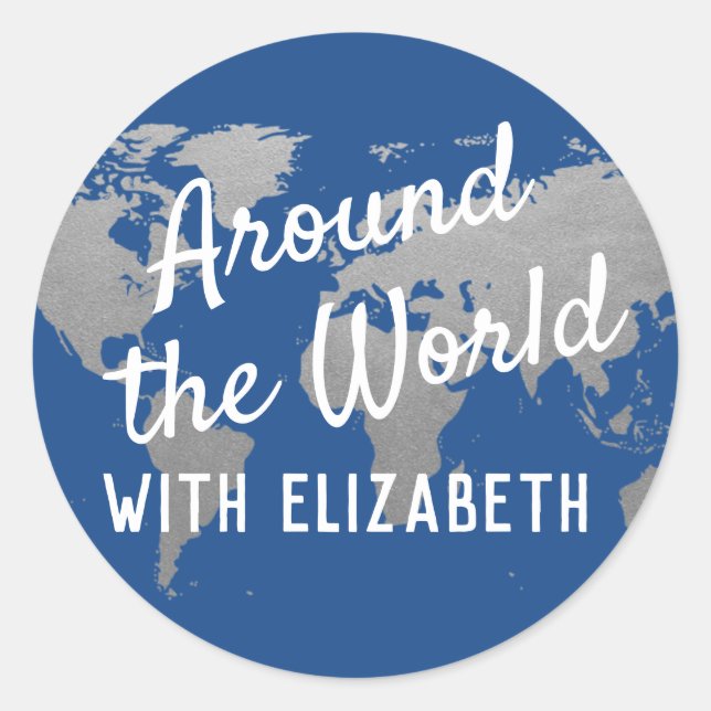 Rund um das World Travel Theme Map Gefälligkeitsla Runder Aufkleber (Vorderseite)