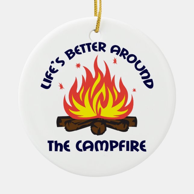Rund um den Campfire Keramik Ornament (Vorne)