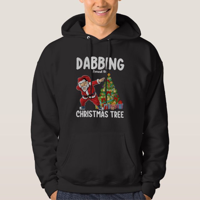Rund um den Weihnachtsbaum Santa Holiday tanzen Hoodie (Vorderseite)