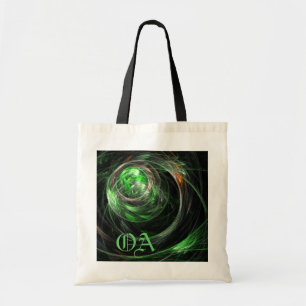 Rund um den Welt-Grüne-Abstrakt-Kunst-Monogram-Tas Tragetasche