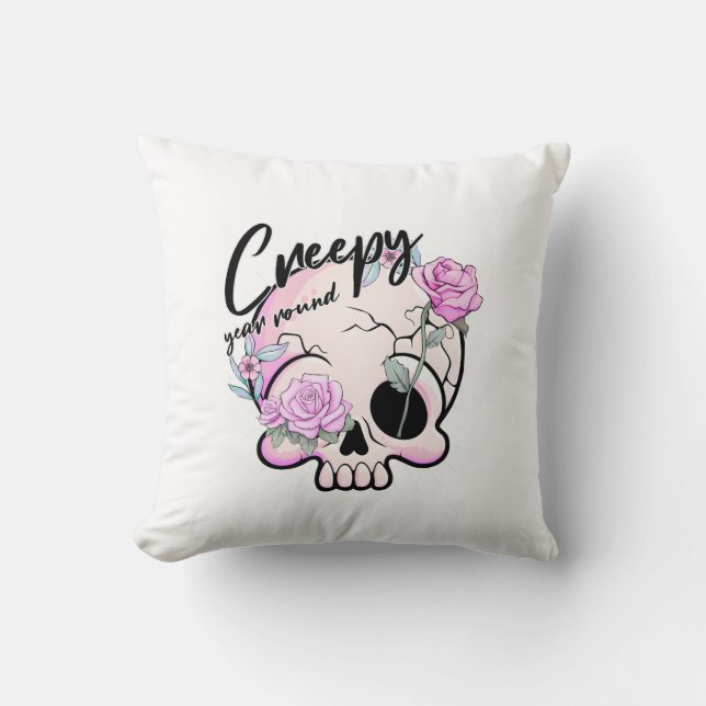 Rund um die Skull-Flora Pasta Kissen (Vorderseite)