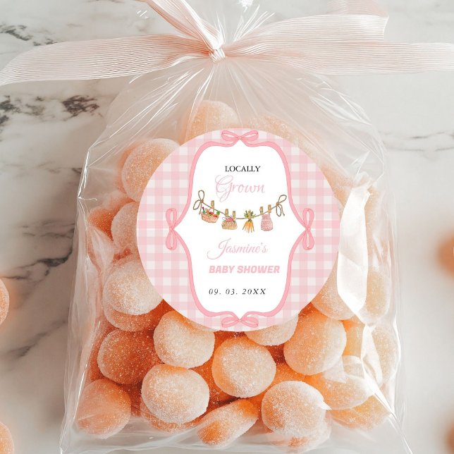 Rund um die Stadt Pink-Babydusche Sprinkle Runder Aufkleber (Von Creator hochgeladen)