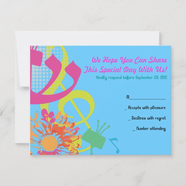 RUND UM DIE TORAH BLUME Bat Mitzvah Reply Card RSVP Karte (Vorderseite)