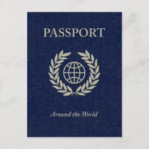 rund um die Welt: Reisepass Einladungspostkarte