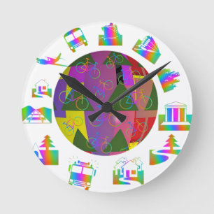 Rund um die Welt Runde Wanduhr