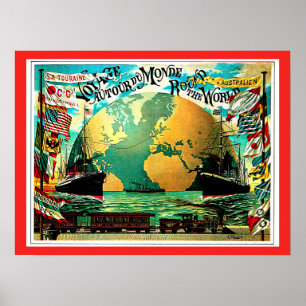 Rund um die Welt Vintage Reise Poster