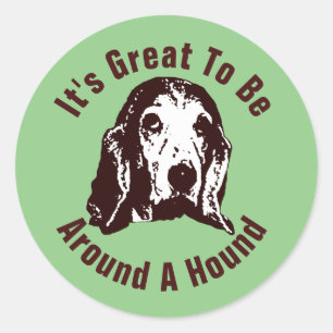Rund um ein Hound Runder Aufkleber