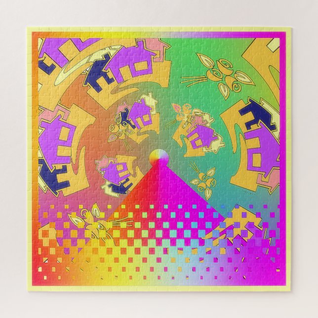 Rund um Häuser  Puzzle (Vertikal)