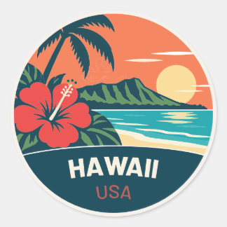 Rund um Hawaii USA – Vintage-Reiseaufkleber Runder Aufkleber
