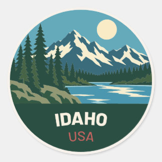 Rund um Idaho USA – Vintage-Reiseaufkleber Runder Aufkleber