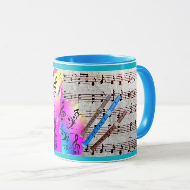 Rund um Musik & Recorder Tasse (VorderseiteRechts)