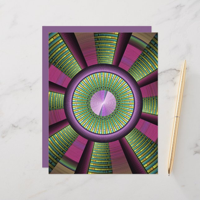 Rund und farbenfroh, modern dekoriert Fraktal Kuns (Vorderseite/Rückseite Beispiel)