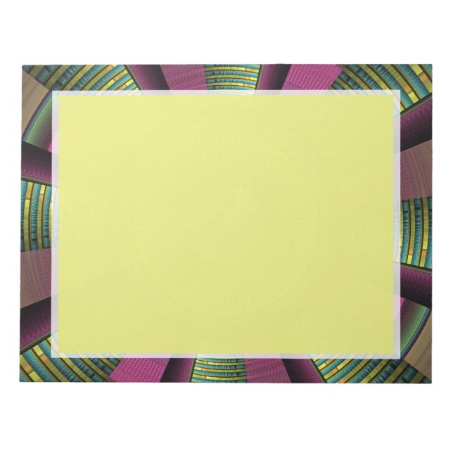 Rund und farbenfroh, modern dekoriert Fraktal Kuns Notizblock (Vorderseite)