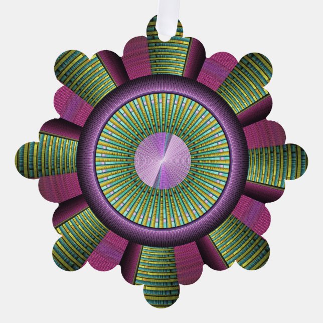 Rund und farbenfroh, modern dekoriert Fraktal Kuns Ornament Karte (Vorderseite)