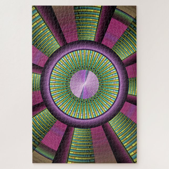 Rund und farbenfroh, modern dekoriert Fraktal Kuns Puzzle (Vertikal)