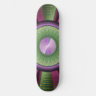 Rund und farbenfroh, modern dekoriert Fraktal Kuns Skateboard