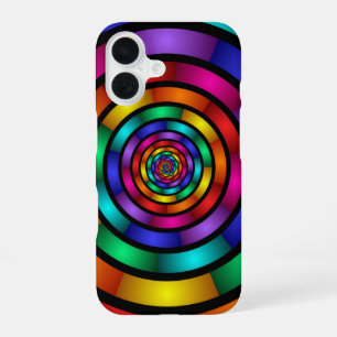 Rund und psychedelische farbenfrohe moderne Frakta iPhone 16 Hülle