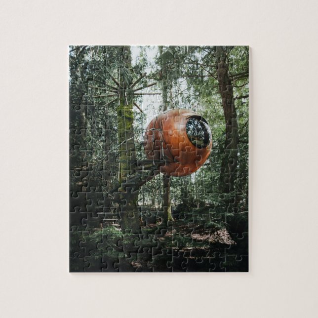 RUND UNGEWÖHNLICHES TREEHOUSE TINHOUSE JIGSAW PUZZ PUZZLE (Vertikal)