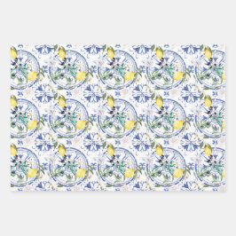 Rund,verziert,spanisch,mediterran,Zitrone, Geschenkpapier Set