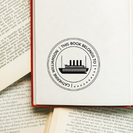 Rund Vintages Wasserschiff Dieses Buch gehört Gummistempel