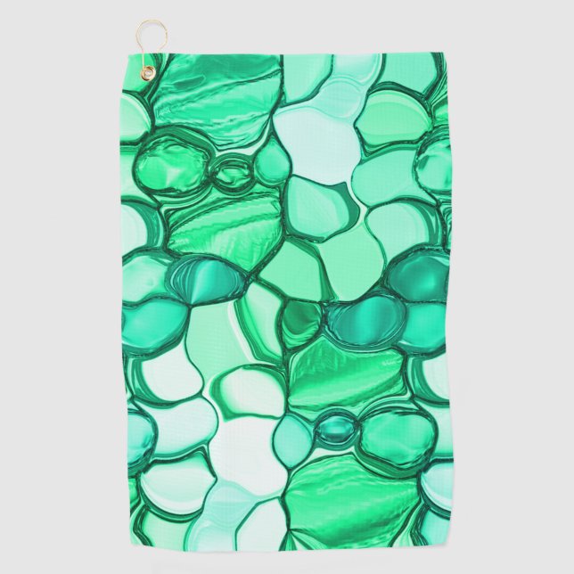 Rund wie Steine in klaren Grün- bis Minze-Tönen Golfhandtuch (Vorderseite)