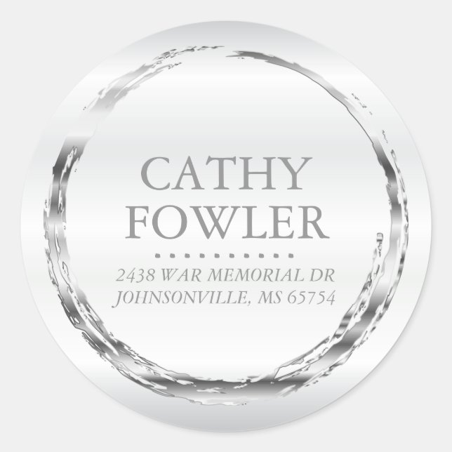 Rundadressen-grungy Silver und White Labels Runder Aufkleber (Vorderseite)