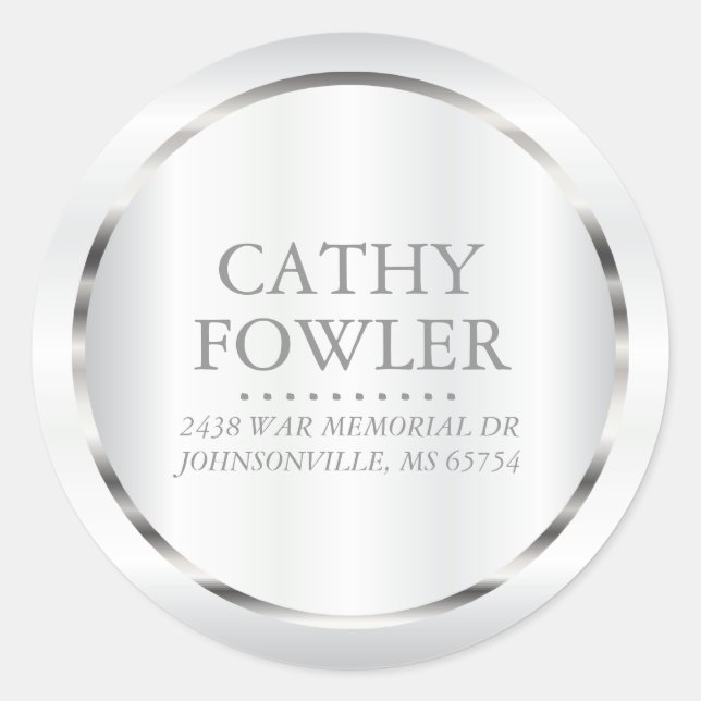 Rundadressen-Silber- und Weißetiketten Runder Aufkleber (Vorderseite)