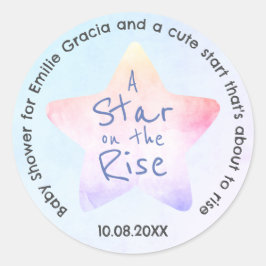 Rundaufkleber für Babydusche | Aufsteigender Star Runder Aufkleber