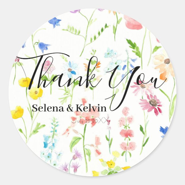 Rundaufkleber für Wildblume Runder Aufkleber (Vorderseite)