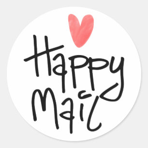 Rundaufkleber, Happy Mail mit Herz Runder Aufkleber