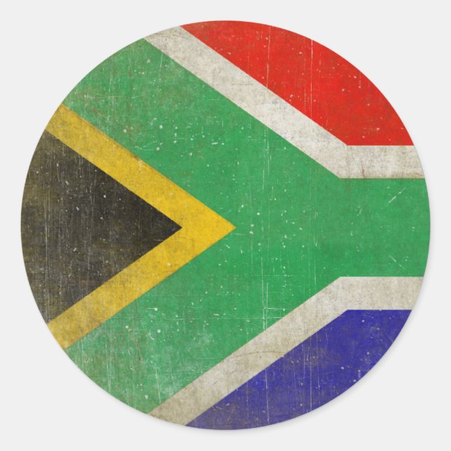 Rundaufkleber mit Cooler Flagge aus Südafrika Runder Aufkleber (Vorderseite)