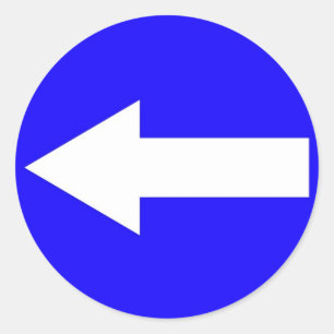 Rundaufkleber mit Pfeil bis links Runder Aufkleber