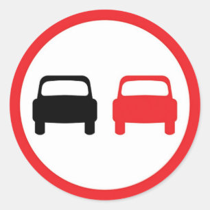 Rundaufkleber ohne überholtes Verkehrszeichen. Runder Aufkleber