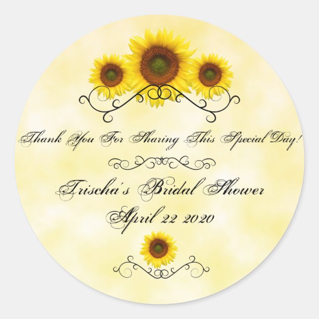 Rundaufkleber Sonnenblumen-Brautparty Runder Aufkleber (Vorderseite)