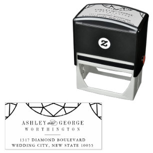 Runddiamant Gem Geometric Monogram Chic Wedding Permastempel