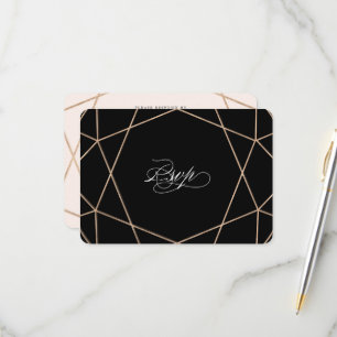 Runddiamant Gemstone Geometric Stylish Wedding RSVP Karte