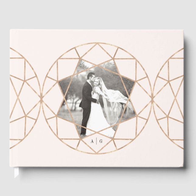 Runddiamant Geometric Chic Wedding Foto Gästebuch (Vorderseite)