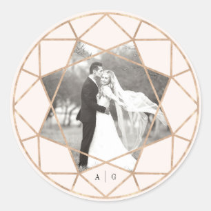 Runddiamant Geometric Chic Wedding Foto Runder Aufkleber