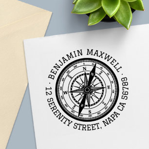 Runde Adresse des Nautic Navigation Compass Permastempel