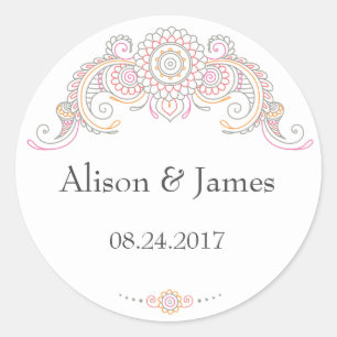 Runde Aufkleber eleganten Mehndi Entwurfs