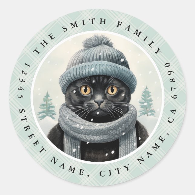 Runde Aufkleber für schwarze Katzen (Vorderseite)