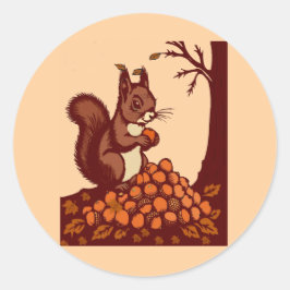 🐿️ Runde Aufkleber Herbstliches Eichhörnchen Pfir