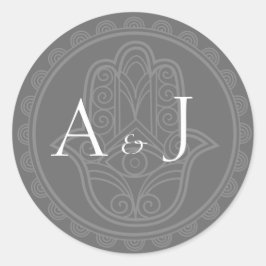 Runde Aufkleber mit grauem Hamsa